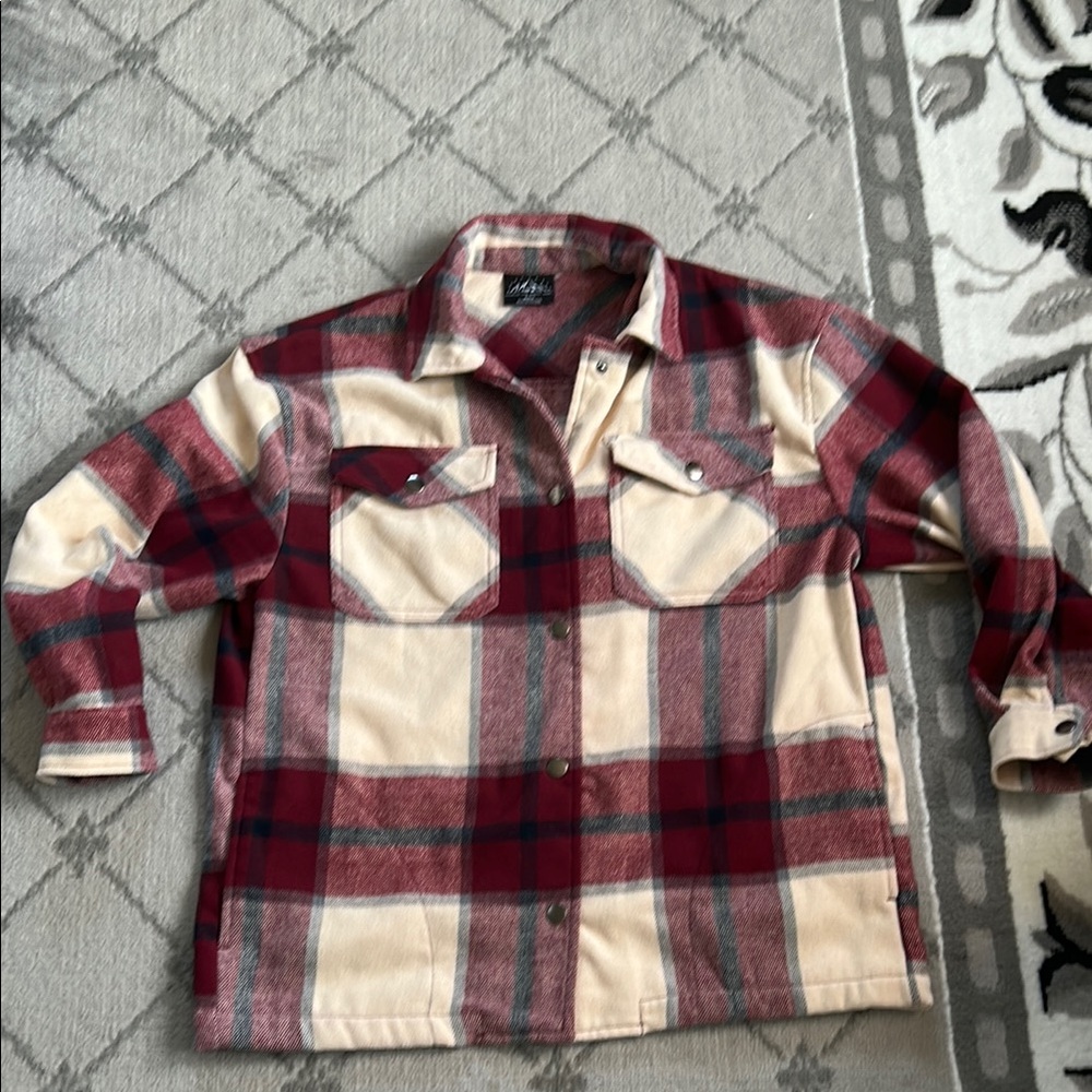 HFX Plaid Red and Cream Shacket